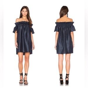 New Keepsake SWEET LIFE MINI DRESS Navy Size Medium Off The Shoulder New Preppy
